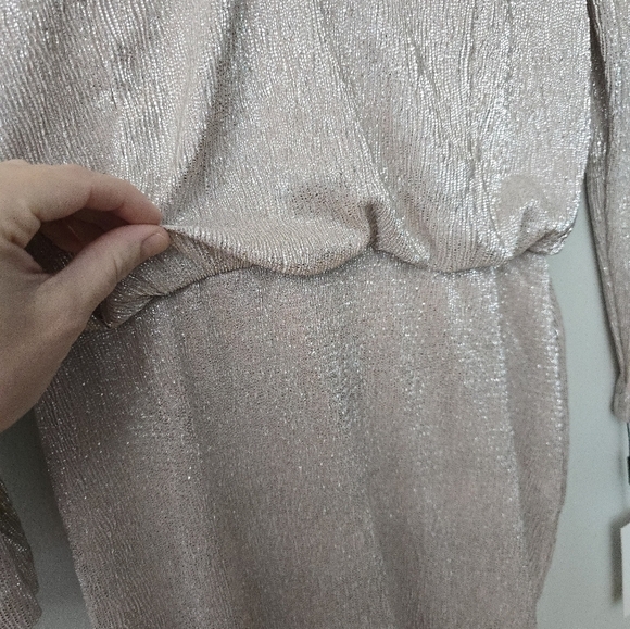 CALVIN KLEIN NEW Women's Metallic Textured Split Shoulder Blouson Sheath Dress 6 - Picture 3 of 11